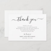 Carte De Remerciements Stylish script funeral thank you note (Devant / Derrière)