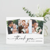 Carte De Remerciements Stylo à encre Calligraphie moderne Script 3 Photos (Debout devant)