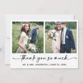 Carte De Remerciements Stylo à encre Calligraphie Script 2 Mariage photo (Devant)