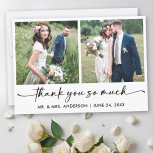 Carte De Remerciements Stylo à encre Calligraphie Script 2 Mariage photo