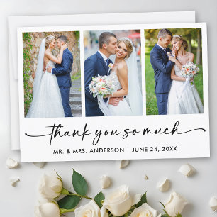 Carte De Remerciements Stylo à encre Calligraphie Script 3 Mariage photo