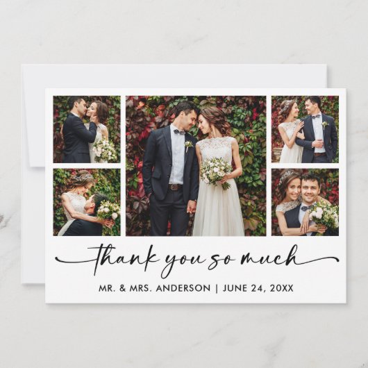 Carte De Remerciements Stylo à encre Calligraphie Script 5 Mariage photo (Devant)