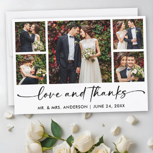 Carte De Remerciements Stylo à encre Calligraphie Script 5 Photos Mariage