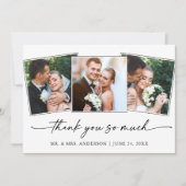 Carte De Remerciements Stylo d'encre de calligraphie moderne Mariage 3 Ph (Devant)