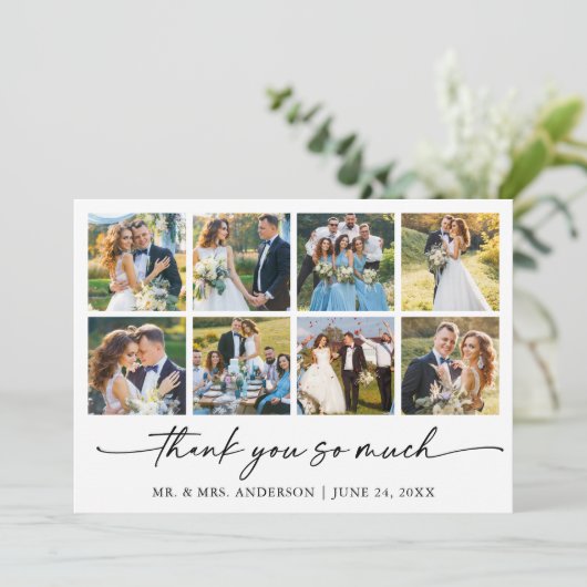 Carte De Remerciements Stylo d'encre de calligraphie moderne Mariage 8 Ph (Debout devant)