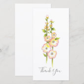Carte De Remerciements Stylo et aquarelle Hollyhocks (Devant / Derrière)