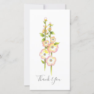 Carte De Remerciements Stylo et aquarelle Hollyhocks