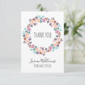 Carte De Remerciements Stylo Pastel Floral Hair Style Flower Wreath (Debout devant)