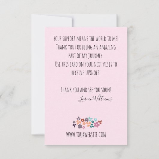 Carte De Remerciements Stylo Pastel Floral Hair Style Flower Wreath (Dos)