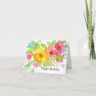 Carte De Remerciements stylo rose chic et anniversaire floral rose