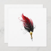 Carte De Remerciements Stylo rouge en plumes avec nib or (Devant / Derrière)