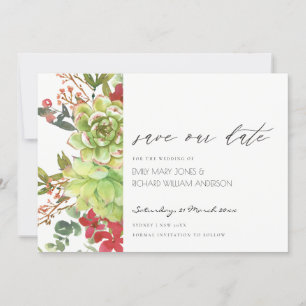 Carte De Remerciements Succulent Cactus Red Floral Enregistrer l'Invitati