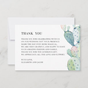 Carte De Remerciements Succulentes aquarelle. Cactus de mariage. Botaniqu