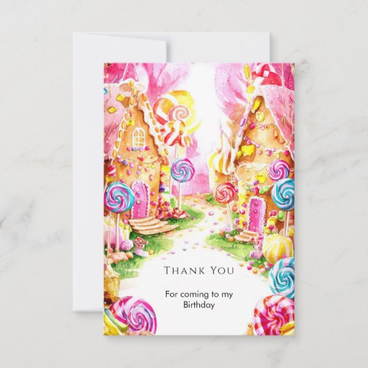Carte De Remerciements Sucette Fantaisie Anniversaire Candyland (Devant)