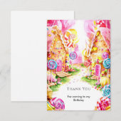 Carte De Remerciements Sucette Fantaisie Anniversaire Candyland (Devant / Derrière)