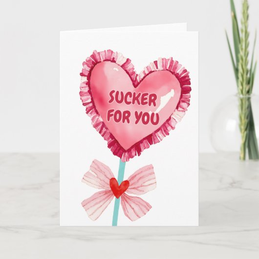 Carte De Remerciements Sucker pour vous Valentines Jour Aquarelle (Devant)