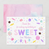 Carte De Remerciements Sucrerie Bonbons Lollipop Anniversaire (Devant / Derrière)