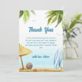 Carte De Remerciements Summer Beach Ocean Surboard Baby shower (Debout devant)