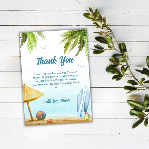 Carte De Remerciements Summer Beach Ocean Surboard Baby shower