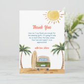 Carte De Remerciements Summer Boho Surf Plage Van Baby shower (Debout devant)