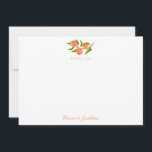 Carte De Remerciements Summer Vintage Peach Fruit Couples Bridal Shower<br><div class="desc">This peach floral bridal shower thank you card features a charming fruit branch illustration with soft botanical leaves and delicate blossoms. The warm peach tones create a fresh, garden-inspired look that feels perfect for bridal showers, brunch celebrations, and summer gatherings. Elegant typography keeps the design simple and timeless while highlighting...</div>