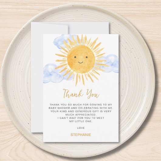 Carte De Remerciements Sun Baby Shower 