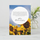 Carte De Remerciements Sunflower Blue Sky Rustique Mariage (Debout devant)