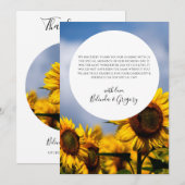 Carte De Remerciements Sunflower Blue Sky Rustique Mariage (Devant / Derrière)