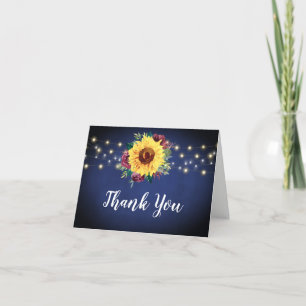 Carte De Remerciements Sunflower Bourgogne Rose Lumières Marine Blue Mari