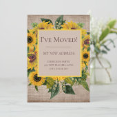 Carte De Remerciements Sunflower Burlap Moving Change Adresse (Debout devant)