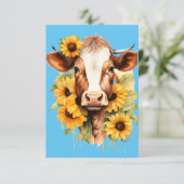 Carte De Remerciements Sunflower Cow Thank You Card (Debout devant)