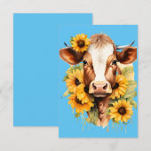 Carte De Remerciements Sunflower Cow Thank You Card (Devant / Derrière)