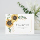 Carte De Remerciements Sunflower Eucalyptus Mariage botanique (Debout devant)