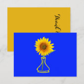 Carte De Remerciements Sunflower Power Sunflower et Vase (Devant / Derrière)