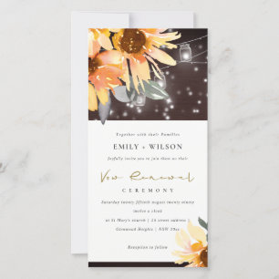 CARTE DE REMERCIEMENTS SUNFLOWER STARRY MASON JAR WOOD VOW RENOWAL INVITA