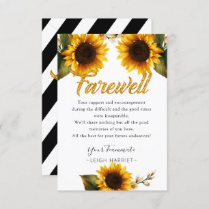 Carte De Remerciements Sunflowers Elegant Lever Coworker fiche d'adieu