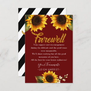 Carte De Remerciements Sunflowers Elegant Lever Coworker fiche d'adieu