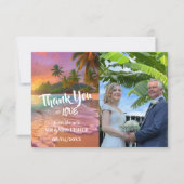 Carte De Remerciements Sunset Tropical Beach Mariage (Devant)