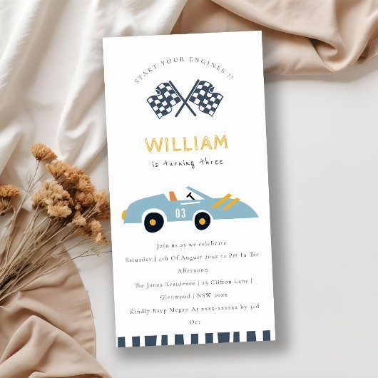 Carte De Remerciements Super Elegant Voiture De Course Enfants N'Importe