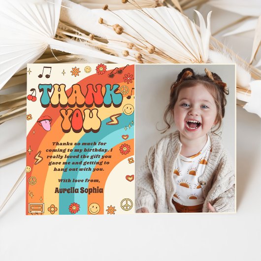 Carte De Remerciements Super Retro Arc-en-ciel photo