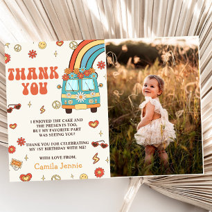 Carte De Remerciements Super Retro Rainbow 1er Anniversaire Photo