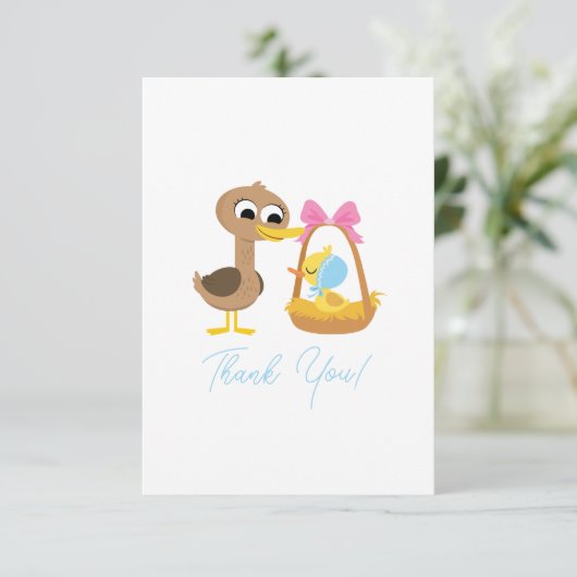 Carte De Remerciements Super simple | 5 Baby shower Garçon Petit Canards (Debout devant)