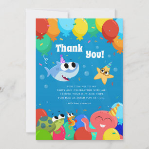 Carte De Remerciements Super simple   Finny Shark Ballons Anniversaire
