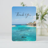 Carte De Remerciements Superbe plage tropicale Bleue avec des huttes de c (Debout devant)