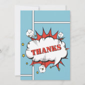 Carte De Remerciements Superhero Comic Discours Bubble Anniversaire (Devant)