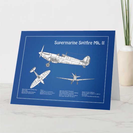 Carte De Remerciements Supermarine Spitfire - Plan d'avion ABD (Devant)