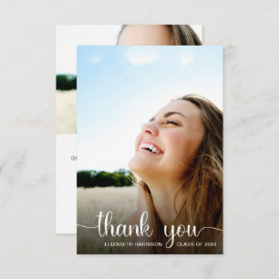 Carte De Remerciements Superposition de la photo de script blanc