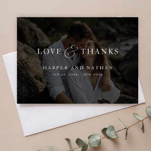 Carte De Remerciements Superposition de photo de mariage avec un script c