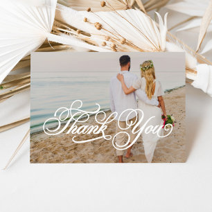 Carte De Remerciements Superposition de photo de mariage en écriture call