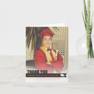 Carte De Remerciements Superposition de ruban noir diplômé Photo avec cha